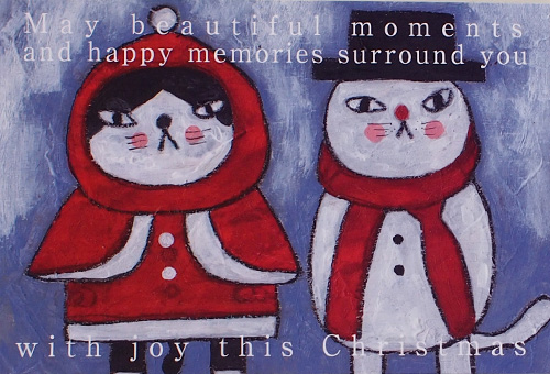 鉄男　猫ポストカード　with joy this Christmas