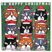 鉄男　猫　クリスマスカード　SO HAPPY CHRISTMAS