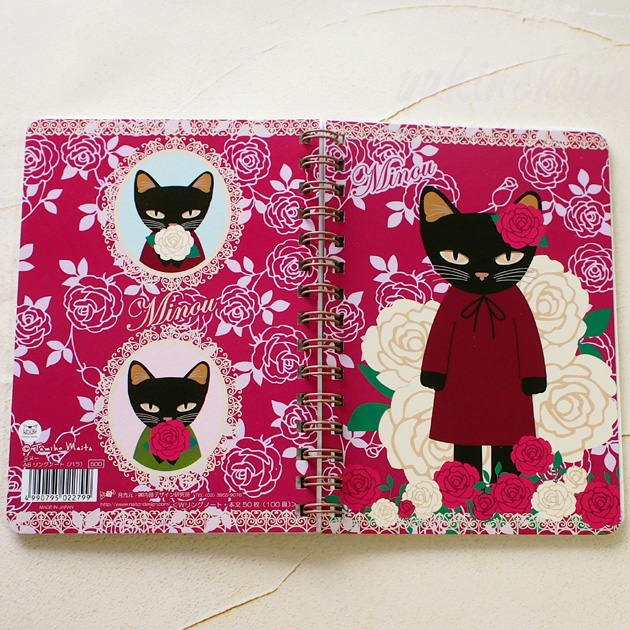 猫のノート Ａ６ Ｗリングノート 黒猫ミヌー １００頁