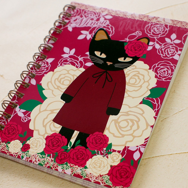 猫のノート Ａ６ Ｗリングノート 黒猫ミヌー １００頁