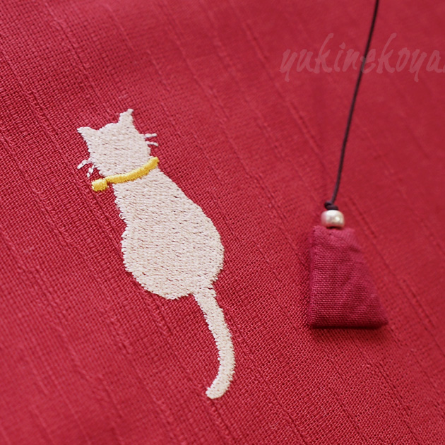 猫柄 文庫本ブックカバー しっぽ猫 刺繍 sheepsleep 手作り 日本製