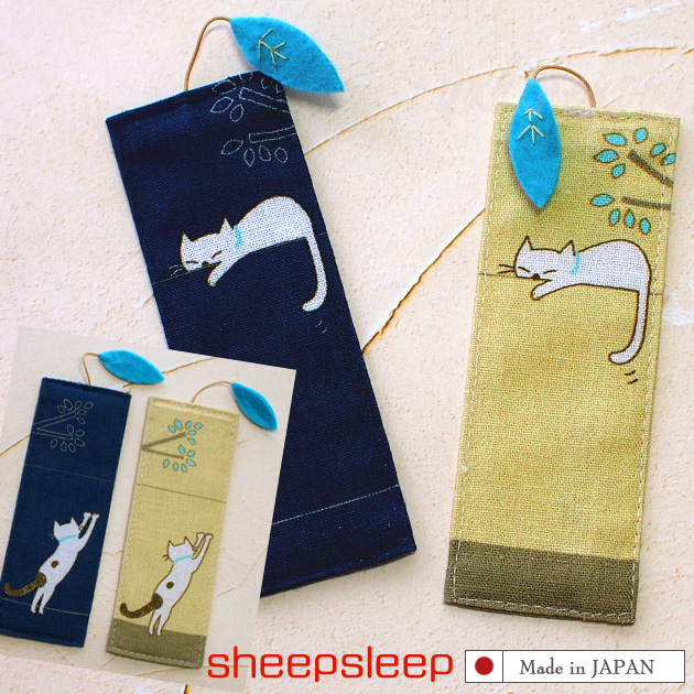 猫柄 布しおり sheepsleep 手作り 日本製