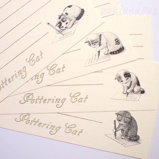 ポタリングキャット★猫のメッセージカード「手紙セット」(４柄入り)