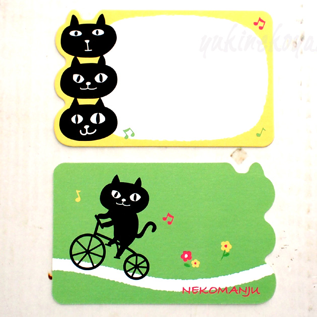 【猫柄ミニメッセージカード】ネコマンジュウ・三宅さん・ターチャン（両面カラーイラスト・８枚入り）