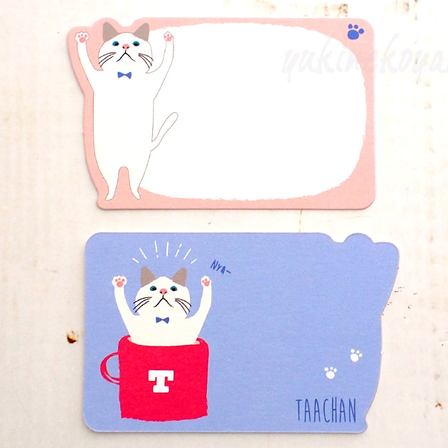 【猫柄ミニメッセージカード】ネコマンジュウ・三宅さん・ターチャン（両面カラーイラスト・８枚入り）
