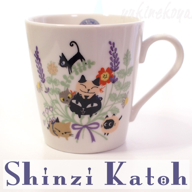 【Shinzi Katoh】　アニーブンキャッツ　マグカップ（猫とハーブ）