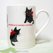 マグカップ　黒猫5匹